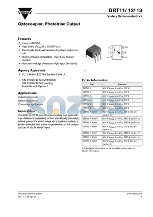 BRT12-H-X007 datasheet - Optocoupler, Phototriac Output