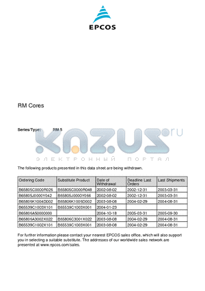 B65805-C250-A48 datasheet - Core without center hole for transformer applications