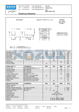 DIP12-1A31-12D datasheet - DIP Reed Relays