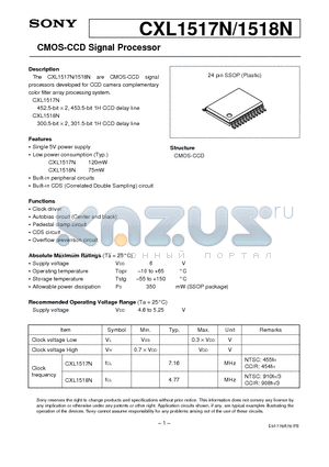 CXL1518N datasheet - CMOS-CCD Signal Processor