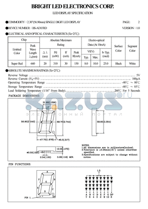 BS-AD1FRD datasheet - 2.30(56.90MM) single DIGIT LED DISPLAY