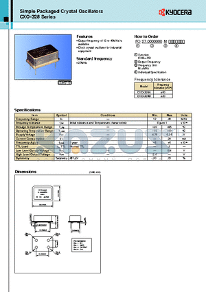 CXO-328A datasheet - Output frequency of 12 to 40MHz is available Clock crystal oscillator for industrial equipment