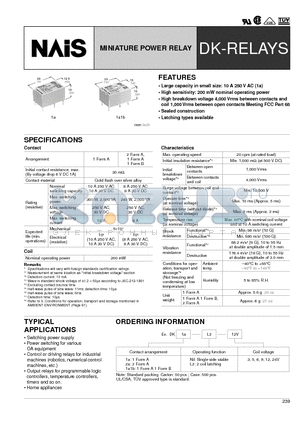 DK1A-24V datasheet - MINIATURE POWER RELAY