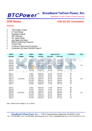 3CB-14 datasheet - 15W DC-DC Converters