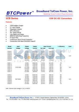 3CB-22 datasheet - 15W DC-DC Converters