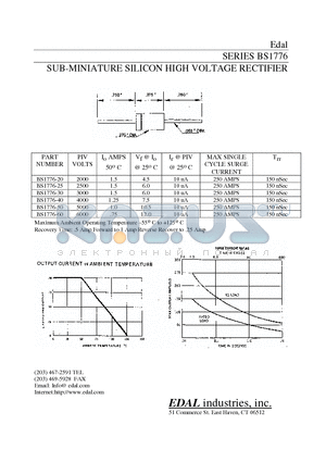 BS1776-50 datasheet - SUB-MINIATURE SILICON HIGH VOLTAGE RECTIFIER