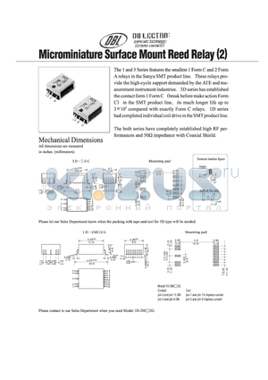 3D-2M25G datasheet - MICROMINIATURE SURFACE MOUNT REED RELAY