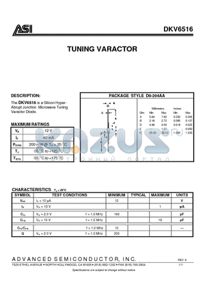 DKV6516 datasheet - TUNING VARACTOR