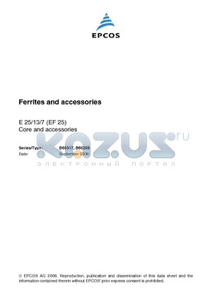 B66208A1110T001 datasheet - Ferrites and accessories