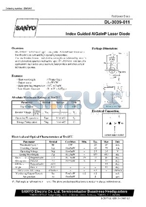 DL-3039-011 datasheet - Index Guided AlGalnP Laser Diode