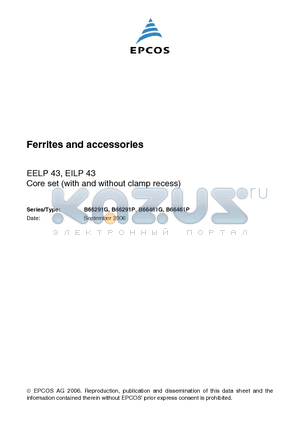 B66291P datasheet - Ferrites and accessories