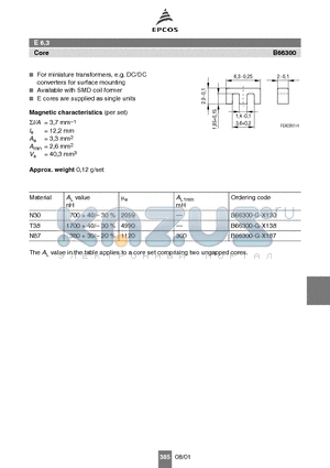 B66301-B1006-T2 datasheet - E 6,3 Core