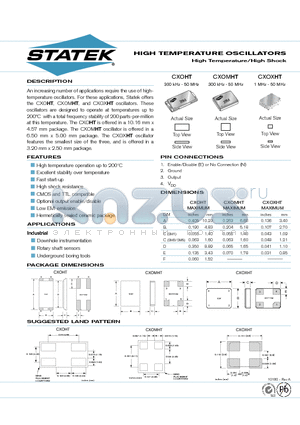 CXOHT5SHGN datasheet - HIGH TEMPERATURE OSCILLATORS