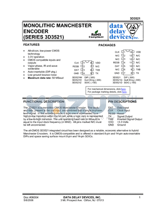 3D3521H datasheet - MONOLITHIC MANCHESTER ENCODER