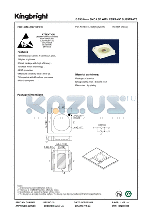 AT5050SE9ZS-RV datasheet - 5.0X5.0mm SMD LED WITH CERAMIC SUBSTRATE