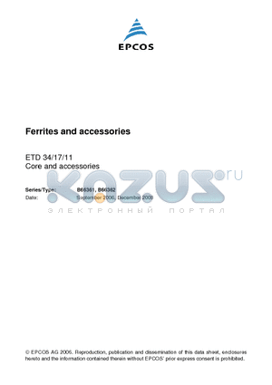 B66361G0000X127 datasheet - Ferrites and accessories