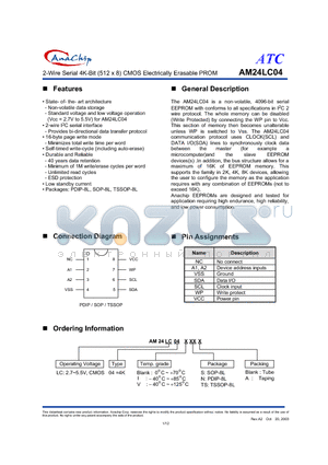 AM2404IN datasheet - 2-Wire Serial 4K-Bit (512 x 8) CMOS Electrically Erasable PROM