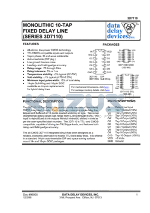 3D7110S-1.5 datasheet - MONOLITHIC 10-TAP FIXED DELAY LINE (SERIES 3D7110)