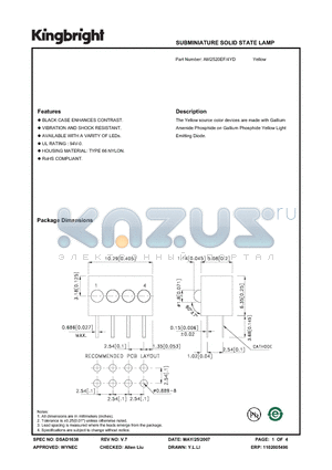 AM2520EF-4YD datasheet - SUBMINIATURE SOLID STATE LAMP