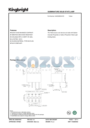 AM2520EG-4YD datasheet - SUBMINIATURE SOLID STATE LAMP
