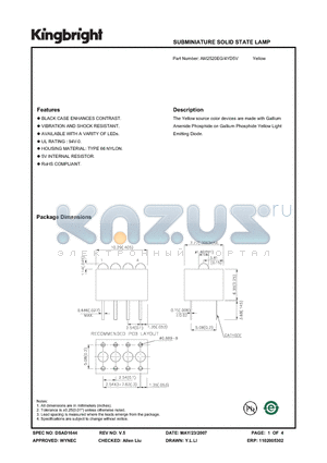 AM2520EG/4YD5V datasheet - SUBMINIATURE SOLID STATE LAMP