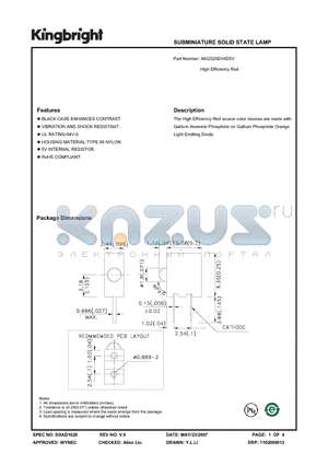 AM2520EH/ID5V datasheet - SUBMINIATURE SOLID STATE LAMP