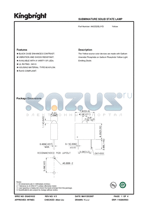 AM2520EJ-YD datasheet - SUBMINIATURE SOLID STATE LAMP