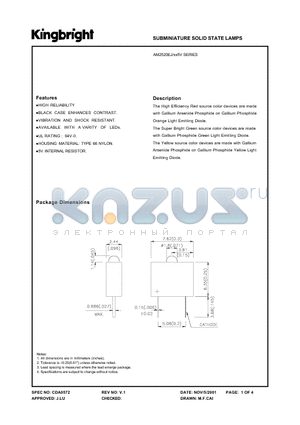 AM2520EJ/YD5V datasheet - SUBMINIATURE SOLID STATE LAMPS