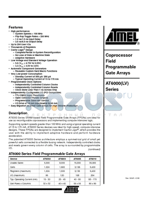 AT6010LV-4QC datasheet - Coprocessor Field Programmable Gate Arrays