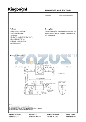 AM2520ID08 datasheet - SUBMINIATURE SOLID STATE LAMP