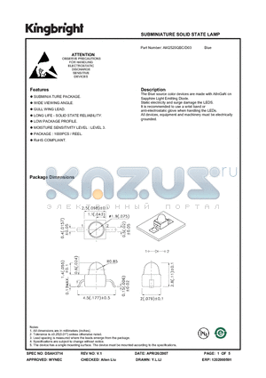 AM2520QBC-D03 datasheet - SUBMINIATURE SOLID STATE LAMP