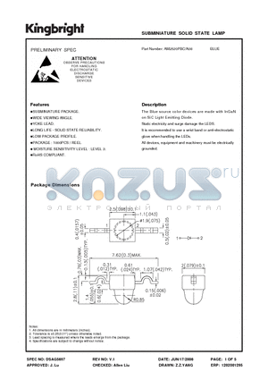 AM2520PBC-A08 datasheet - SUBMINIATURE SOLID STATE LAMP