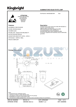 AM2520QBC-D09 datasheet - SUBMINIATURE SOLID STATE LAMP