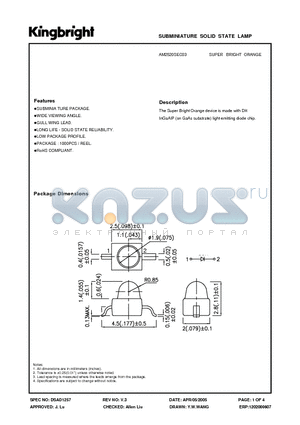 AM2520SEC03 datasheet - SUBMINIATURE SOLID STATE LAMP