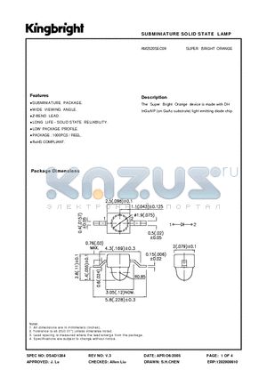 AM2520SEC09 datasheet - SUBMINIATURE SOLID STATE LAMP