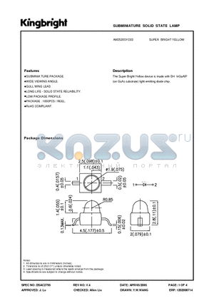 AM2520SYC03_05 datasheet - SUBMINIATURE SOLID STATE LAMP