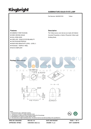 AM2520YC03 datasheet - SUBMINIATURE SOLID STATE LAMP