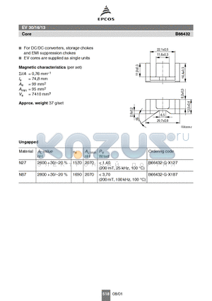 B66432 datasheet - EV 30/16/13 Core