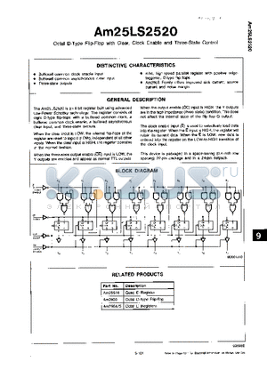 AM25LS2520DC datasheet - Octal D-Type Flip-Flop with Clear, Clock Enable and Three-State Control