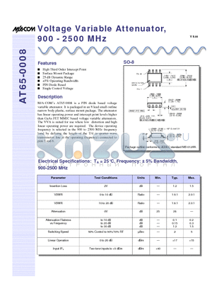 AT65-0008-TB datasheet - Voltage Variable Attenuator, 900 - 2500 MHz