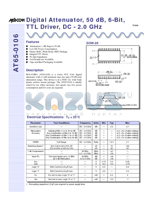 AT65-0106-TB datasheet - Digital Attenuator, 50 dB, 6-Bit, TTL Driver, DC - 2.0 GHz