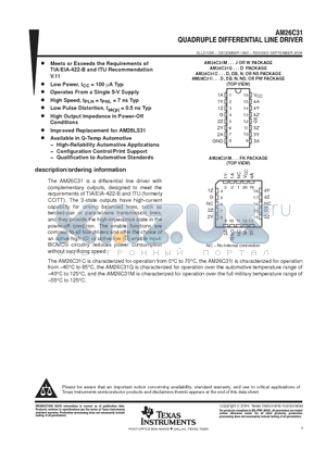 AM26C31CD datasheet - QUADRUPLE DIFFERENTIAL LINE DRIVER