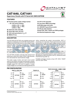 CAT1641 datasheet - Supervisory Circuits with I2C Serial 64K CMOS EEPROM