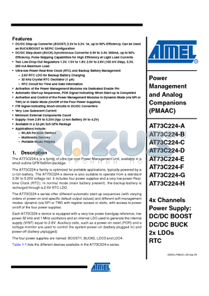 AT73C224-G datasheet - Power Management and Analog Companions (PMAAC)