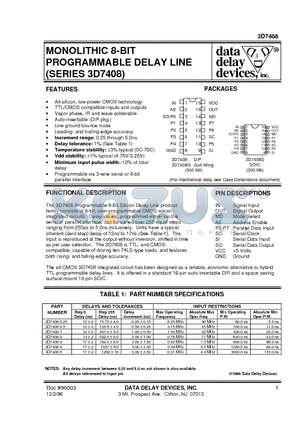 3D7408-4 datasheet - MONOLITHIC 8-BIT PROGRAMMABLE DELAY LINE