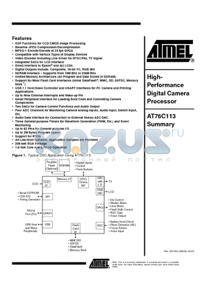 AT76C113-P datasheet - High- Performance Digital Camera Processor