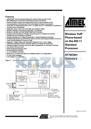 AT76C901 datasheet - Wireless VoIP Phone-based on the 802.11 Standard Processor AT76C901 Summary