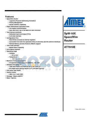 AT7910EKB-SV datasheet - SpW-10X SpaceWire Router