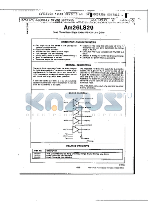 AM26LS29FCB datasheet - QUAD THREE-STATE SINGLE ENDED RS-423 LINE DRIVER