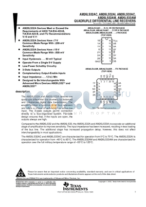 AM26LS32AIN datasheet - QUADRUPLE DIFFERENTIAL LINE RECEIVERS